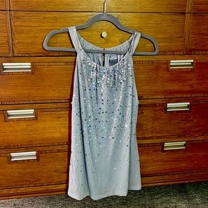Ann Taylor sequin sleeveless top grey XL